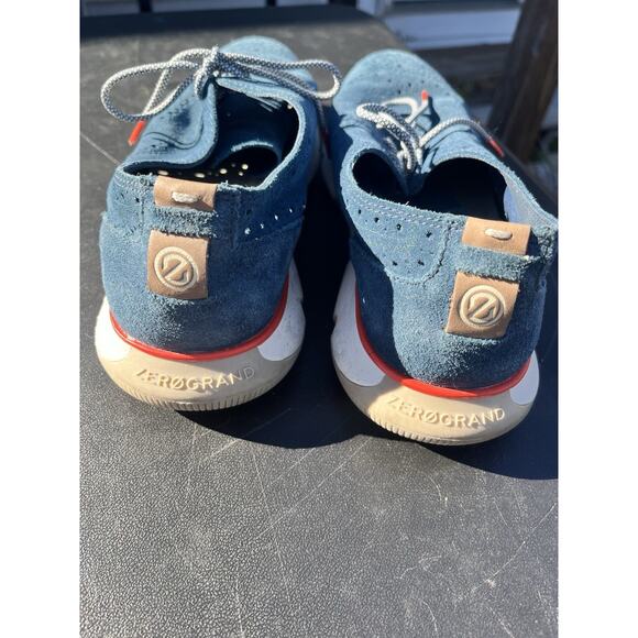 Cole Haan ZeroGrand Men 9.5 W Blue Laser Wingtip Oxford Casual Suede Shoe C35750 - Picture 4 of 9